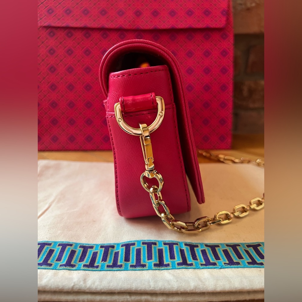Tory Burch Pink Saffiano Robinson Chain Mini Crossbody Bag - Picture 6 of 13